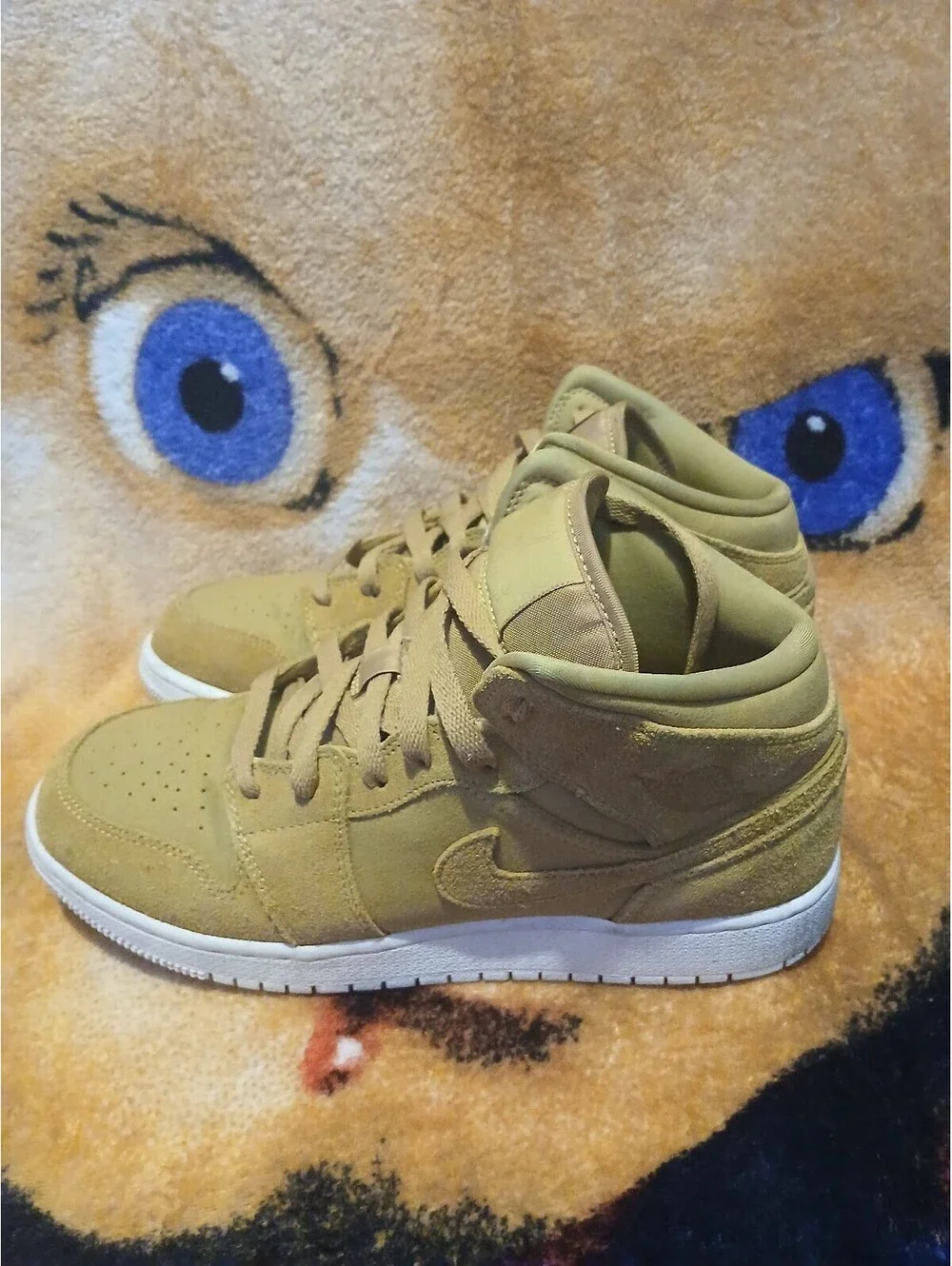 Jordan 1 Mid Wheat Suede Sneakers Size 7Y